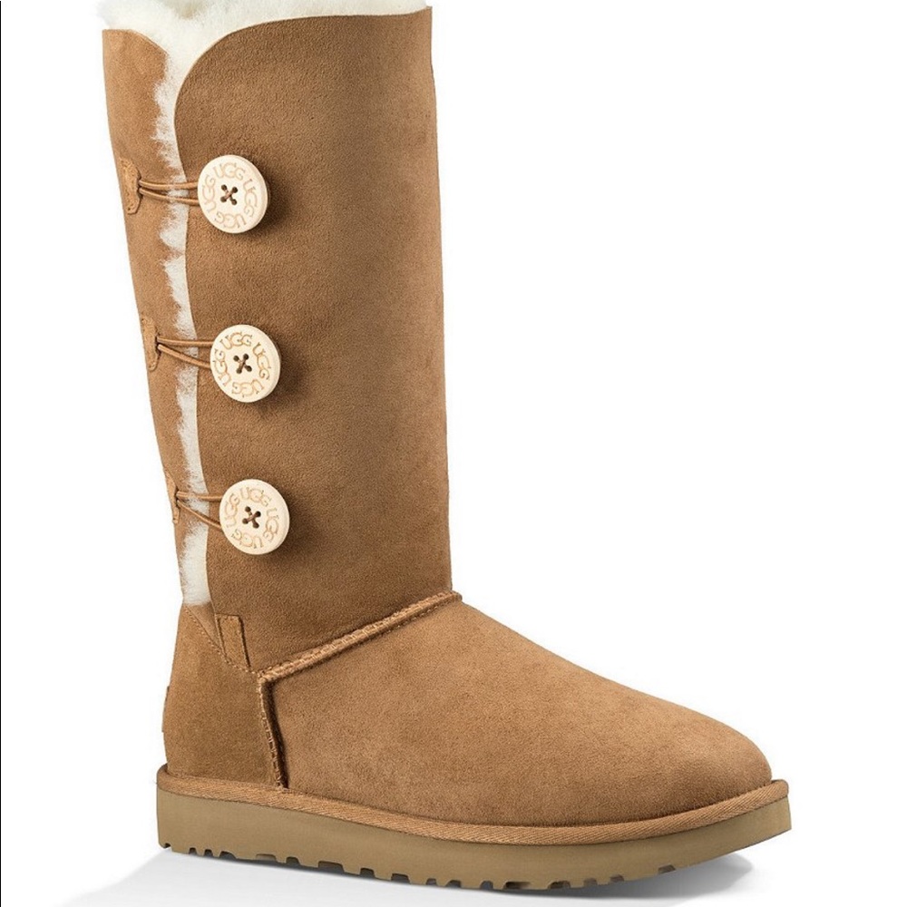 Tall tan Bailey Button Uggs